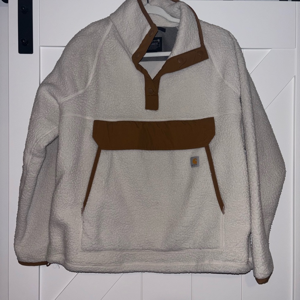 Carhartt White and Tan Fleece Jacket